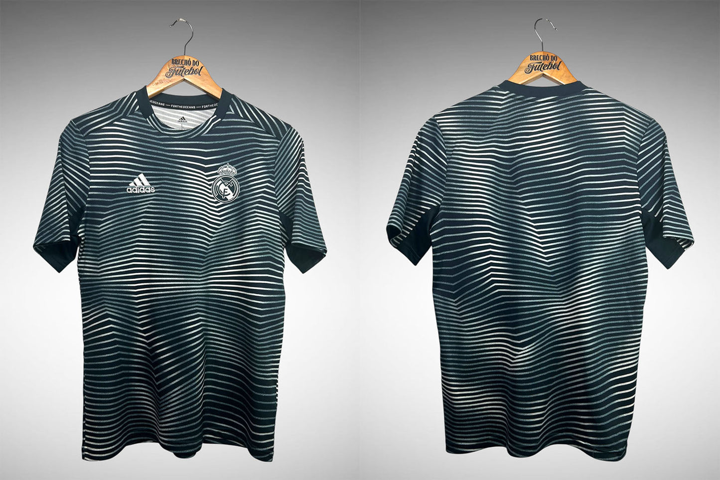 Real Madrid 2018 Camisa de Aquecimento Tam G Infantil.