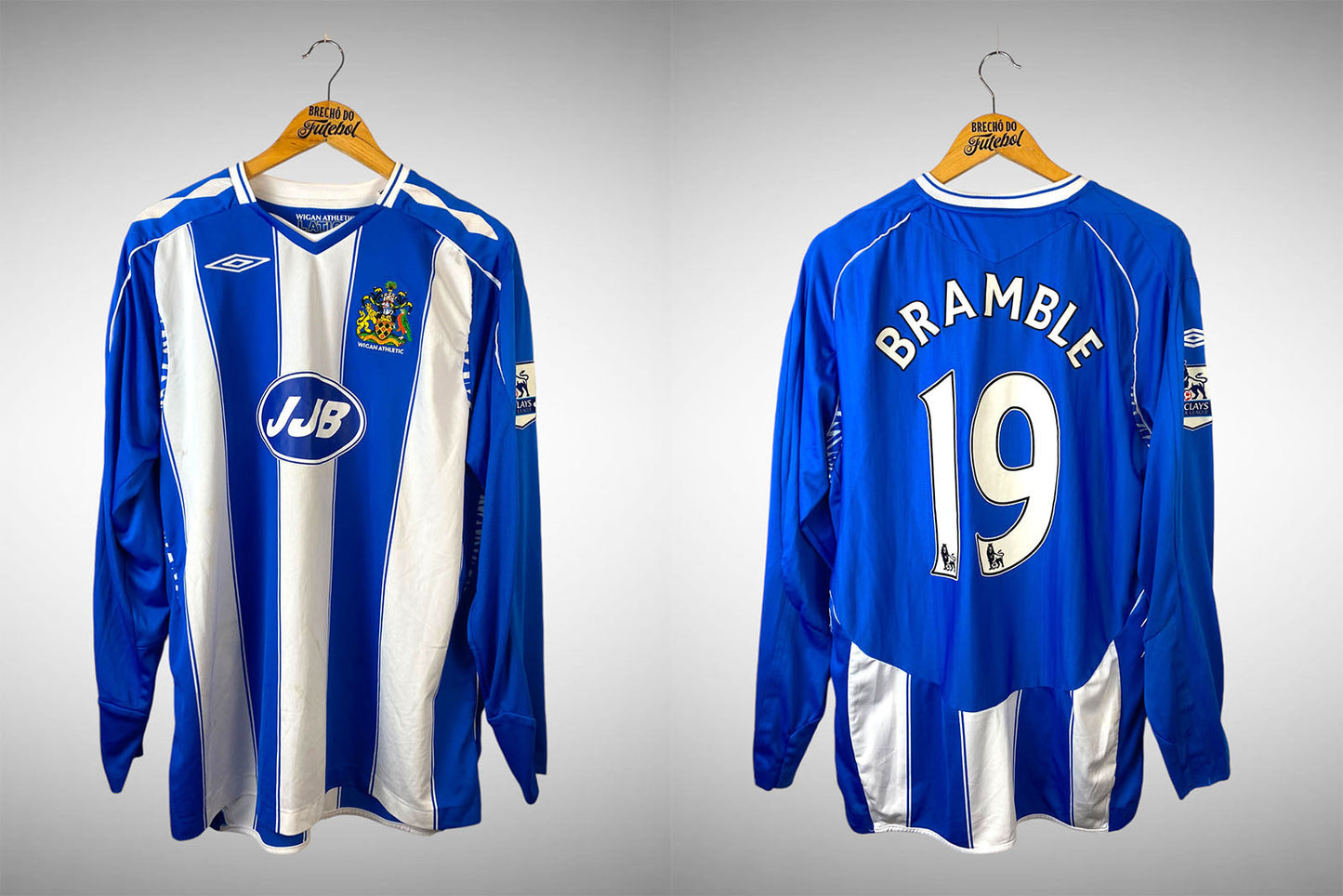 Wigan Athletic 2007 Primeira Camisa Tam Gg Mangas Longas N# 19 Bramble.