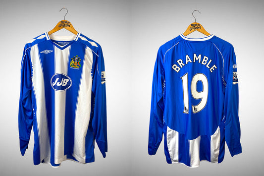 Wigan Athletic 2007 Primeira Camisa Tam Gg Mangas Longas N# 19 Bramble.